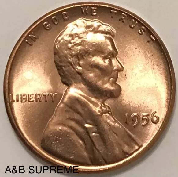 1956 Lincoln Wheat Cent Bronze Penny Gem Bu Uncirculated