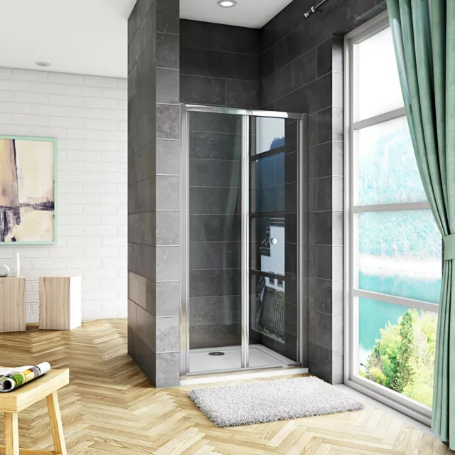 Bifold Shower Enclosure Door Glass Screen 1000/900/860/760/700mm Adjustable Size