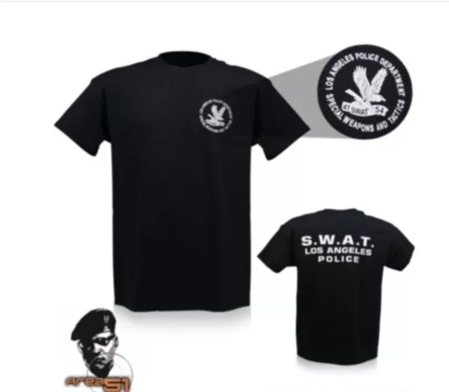 T-Shirt Maglietta Militare Police Swat Los Angeles  Made In Usa
