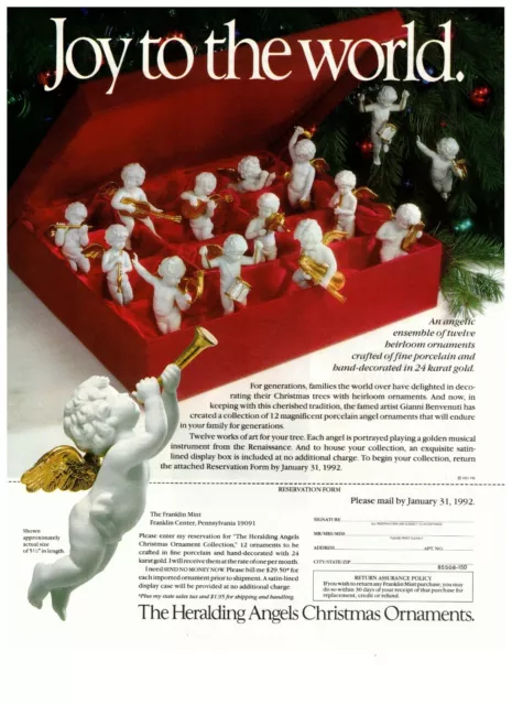 1993 Franklin Mint Christmas Angel Heirloom Ornament Vintage Print Advertisement