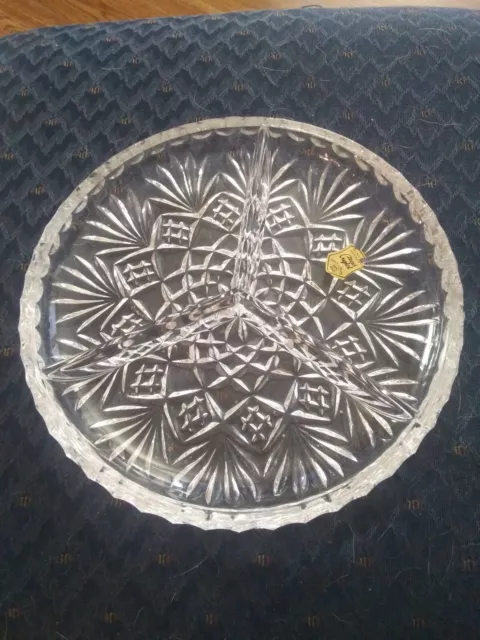 American Brilliant Period Cut Glass bowl ABP Hobstar Fan diamond cut