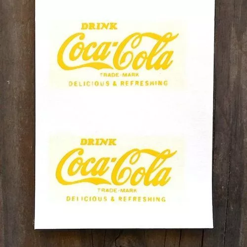 2 Original Coke COCA COLA Soda SHOT GLASS Decal Stickers 1960s NOS