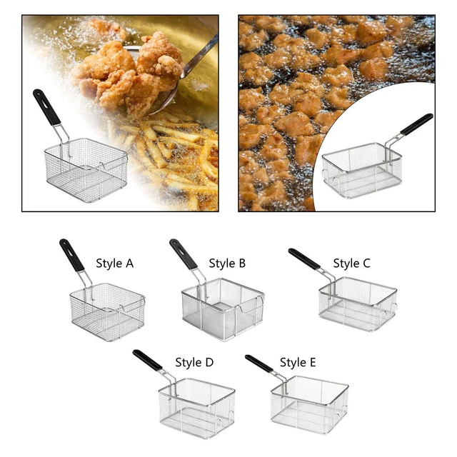 Set 12 Cestelli Per Friggere In Acciaio Inox - Per Patatine, Nuggets, Anelli Di Cipolla, Con Manico