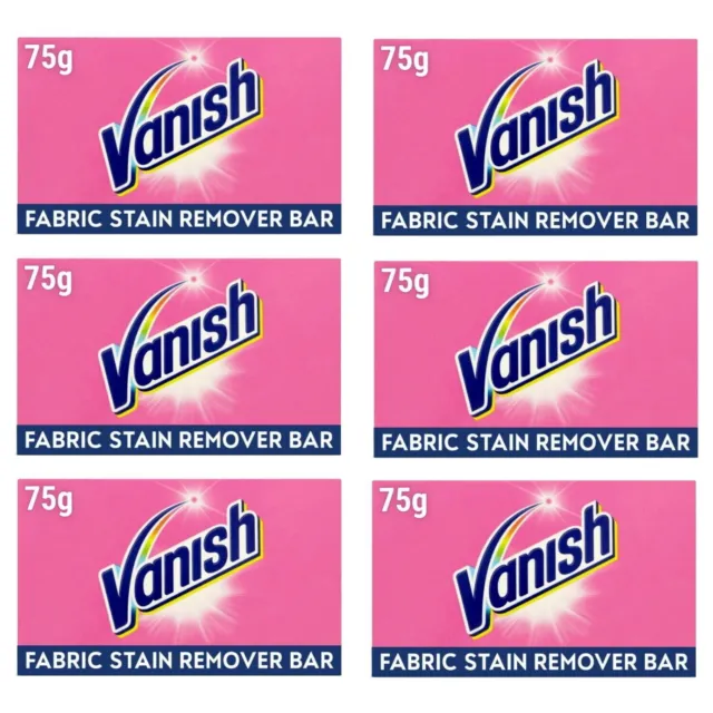 6 x Vanish Fabric Stain Remover Soap Pre-Wash Super Bar 75g