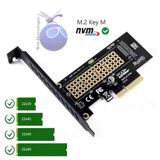 Adaptateur SSD NGFF vers PCIe X4 2230-2280, 3.0 x 4, M.2, NVMe