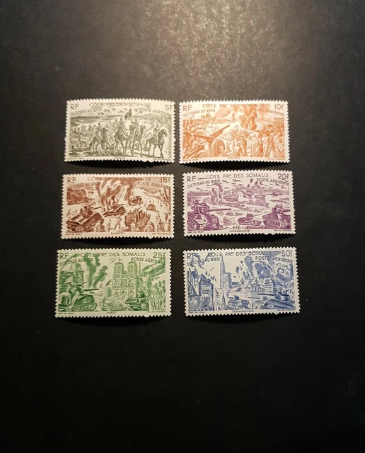 Timbre France Colonie Cote Des Somalis Poste Aérienne Pa N°14/19 Neuf * Mh 1946
