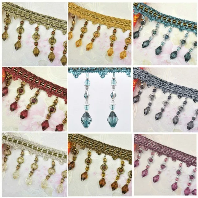 13 Yard Curtain Tassel Sew Acrylic Beaded Fringe Trim Fabric Ribbon DIY Home New