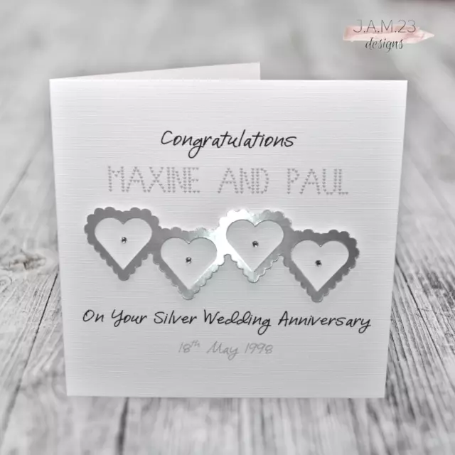 Personalised Silver 25th Wedding Anniversary Card