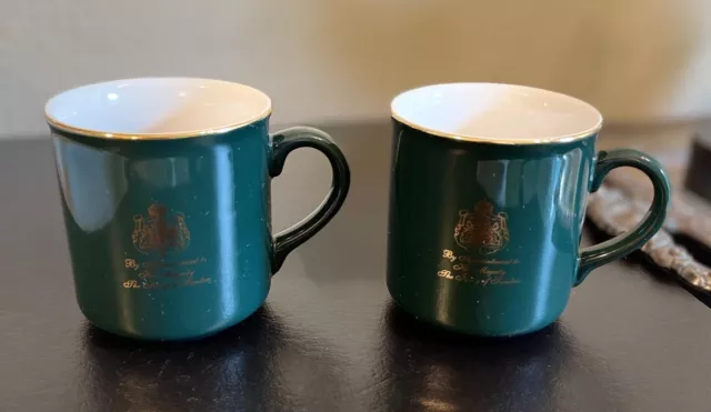 GEVALIA KAFFE Cup Green Gold Trim To His Majesty King of Sweden Collectible Set