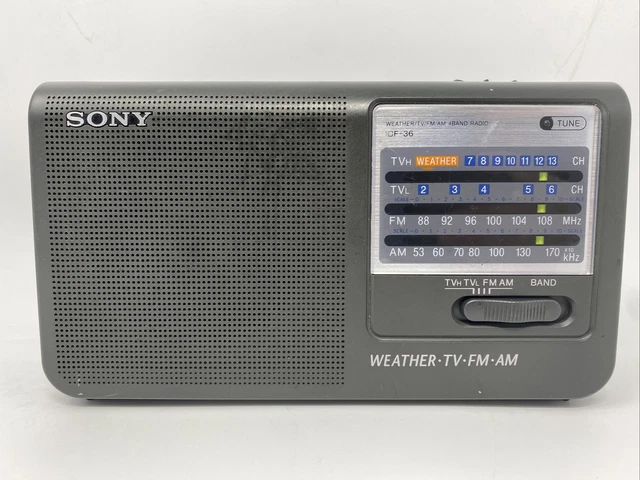 Sony Portable Radio Model ICF-36 Quad Band Weather/TV/AM/FM Tested, Cord TESTED!