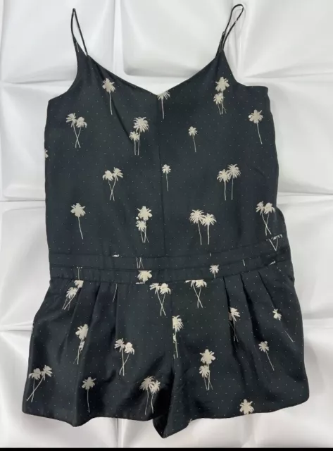 Rag & Bone Womens Sz 6 Palm Tree Dune Print 100% SILK Romper Tropical Hawaiian 3