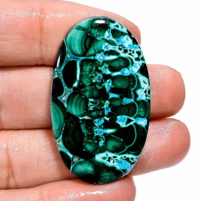 67.00 Cts. Natural Gorgeous Malachite Chrysocolla Oval 40X24X5 MM Cab Gemstone