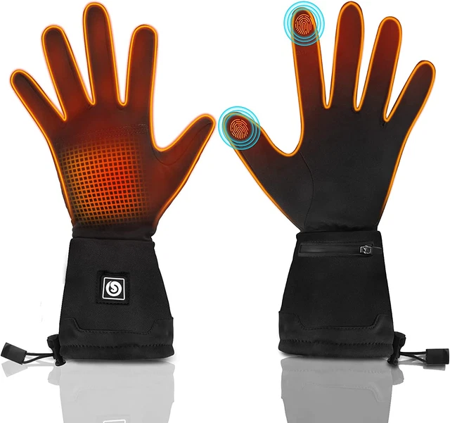 Heated Gloves Liners for Women Men, Rechargeable Battery Heated Thin Gloves, Win