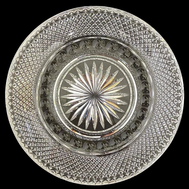 Antique ABP Brilliant Cut Crystal Hobnail Star Shallow Fruit Bowl Dish Hawkes?