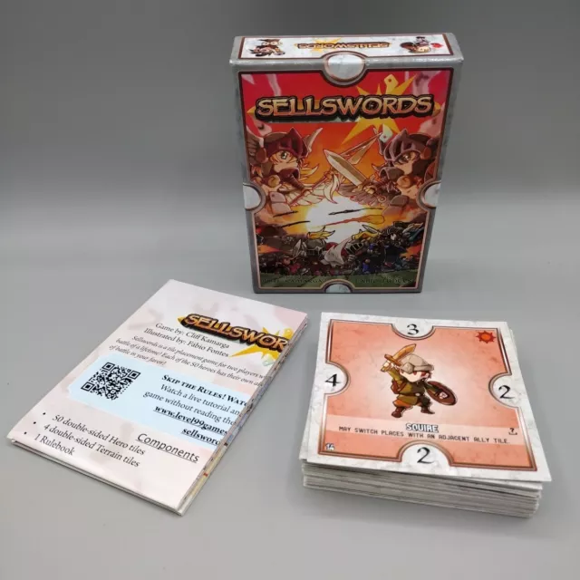 Sellswords Level 99 Games Tile Placement Game 100% Complete Cards & Instructions