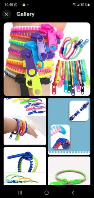 10 pc Zipper Bracelets Sen Fidget Zip Stress Anxiety Relief Stim Toy Autism ADHD