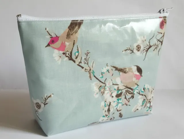 Beautiful Birds PVC Coated Fabric Handmade Make Up Bag Toiletry Bag