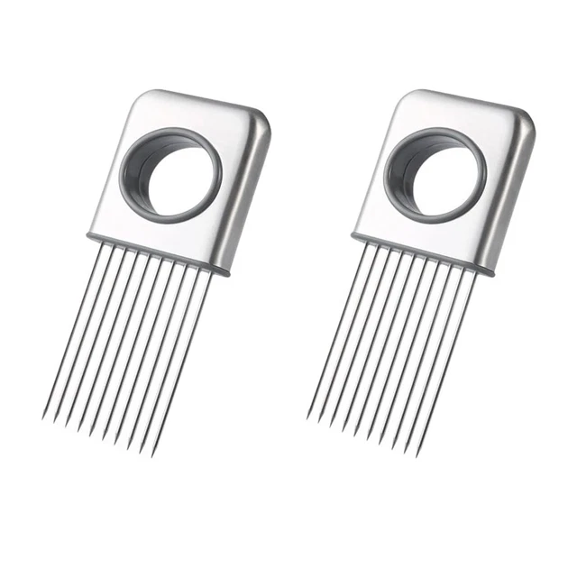 QIBEST Stainless Steel Onion Holder For Slicing,Onion Cutter For Slicing And Storage Of Onions,Avocados,Eggs And Other Vegetables Black
