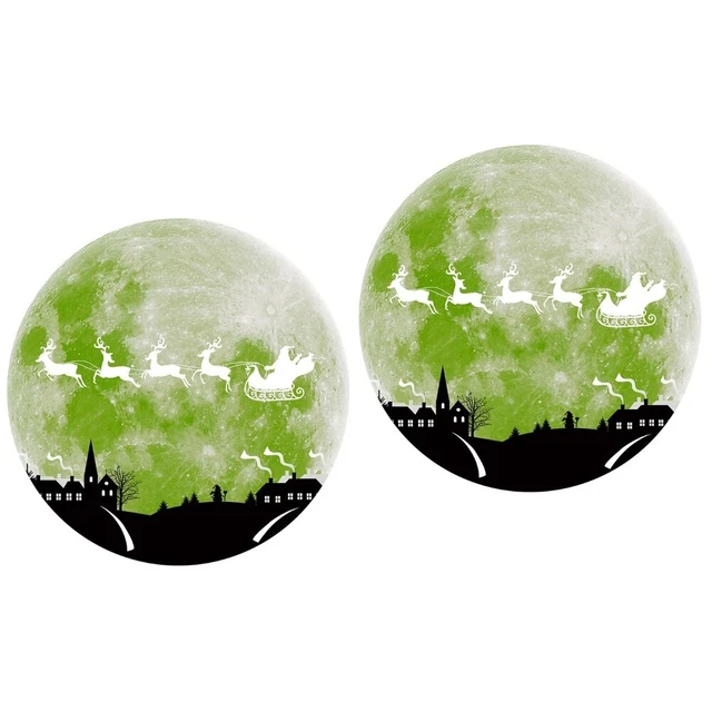 2 STÜCKE CEATIVE Leuchtende Mond Weihnachten Fenster Aufkleber Dekorative