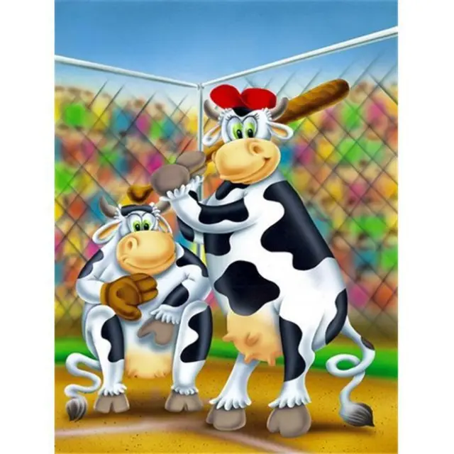 Carolines Treasures APH0534CHF Cow Playing Baseball Flag Canvas House Size