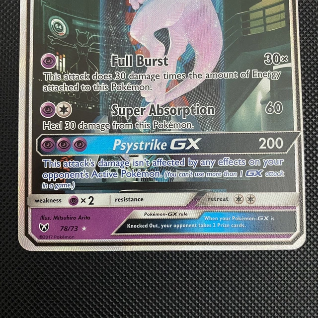 MEWTWO GX 78 73 Pokemon Shining Legends Holo Secret Rare Mewtube NM EUR Mewtwo Gx 78 73 Pokemon Shining Legends Holo Secret Rare Mewtube Nm Eur