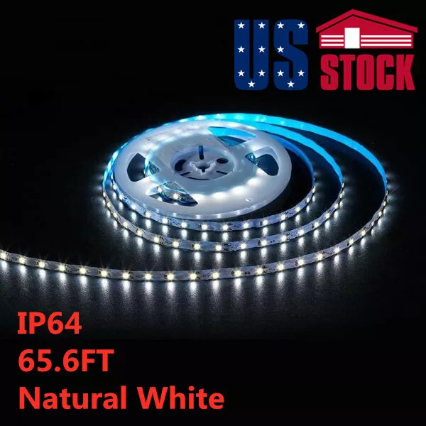 65.6FT / 20m 2835 Waterproof Flexible LED Strip Bendable S Type Natural White-US