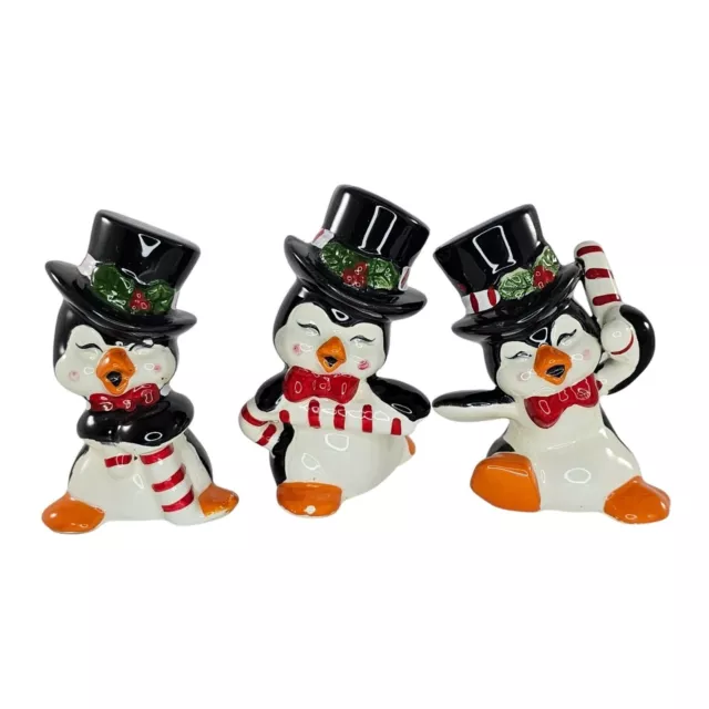 Josef Originals Dancing Christmas Holiday Penguins Figurine Set of 3