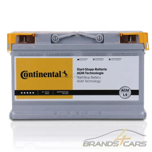 CONTINENTAL AUTOBATTERIE 12V STARTERBATTERIE 80Ah 800A AGM L4 MIT START STOP