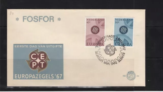 NVPH E84a !!! Netherlands 1967 Europa FDC Special Cancel Unaddressed- FOSFOR-