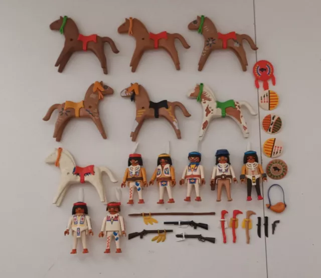 Playmobil Western 7x Kavallerie Indianer Apachen Krieger Sioux Pferde TOP : ACW