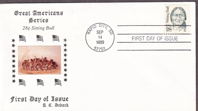 Sitting Bull FDC, Doback, Sioux Indian, 2183, Variety 2