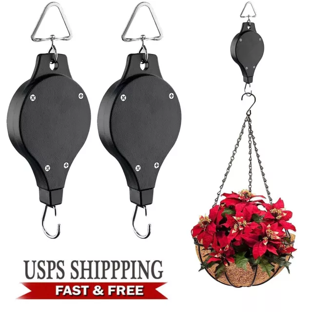 Strong Retractable Hanging Basket Pulley Wall Pull Down Flower Plant Hanger Hook