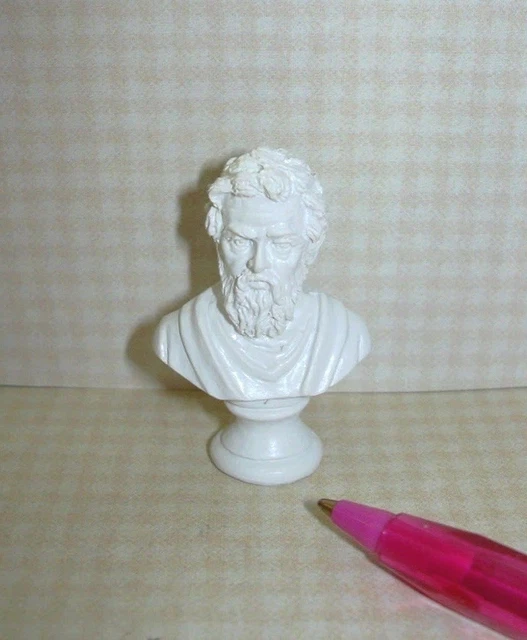 MINIATURE WHITE RESIN Bust of Michelangelo DOLLHOUSE Miniatures 112 £