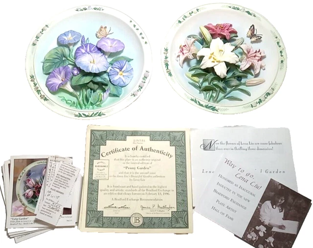 12 LENA LIU Beautiful Gardens Collectors Plates w/ Certificates of