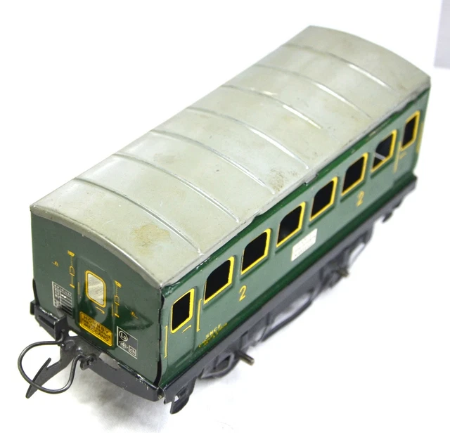 Wagon Voyageurs Hornby échelle O – SNCF Type Saucisson, Vert/beige, Vintage 1950