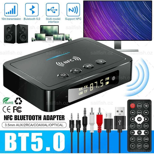 NFC Wireless Bluetooth 5.0 Audio Transmitter Receiver HiFi Music Adapter AUX RCA