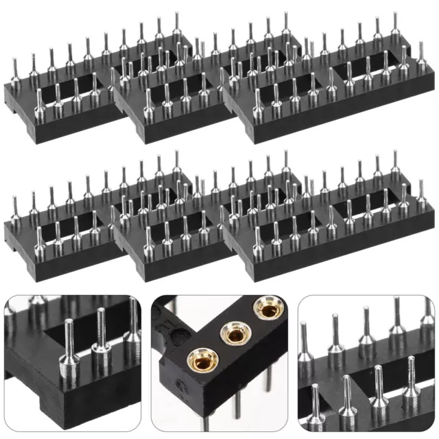 6 Pcs Ic Socket Dual Row DIP Sockets Solder Type Adaptors Double