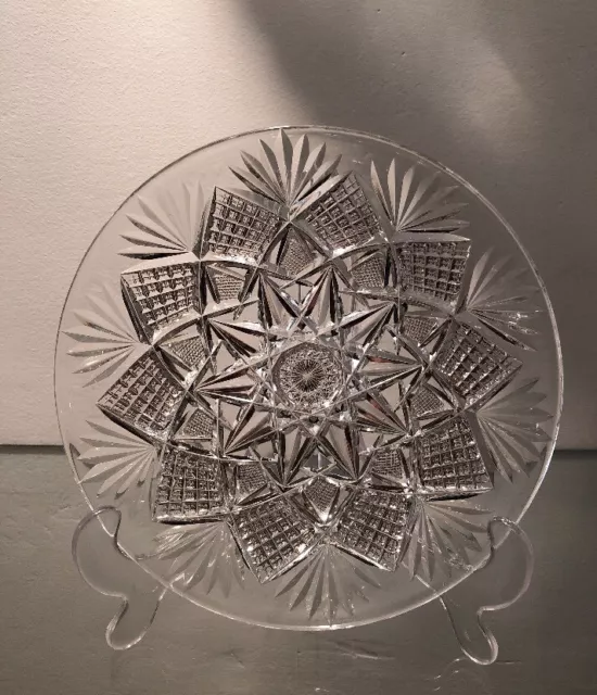 American Brilliant Cut Glass Plate Hawkes “Devonshire”