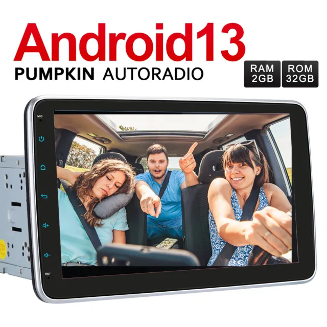 Pumpkin 10.1" Android 13 Autoradio 2 DIN GPS Navi Bluetooth Touchscreen WiFi USB