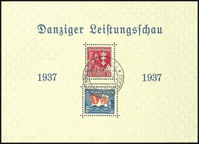33058) Danzig MiNr. Bl.3I o mit Plattenfehler I tadellose Erhaltung Mi. 280.-