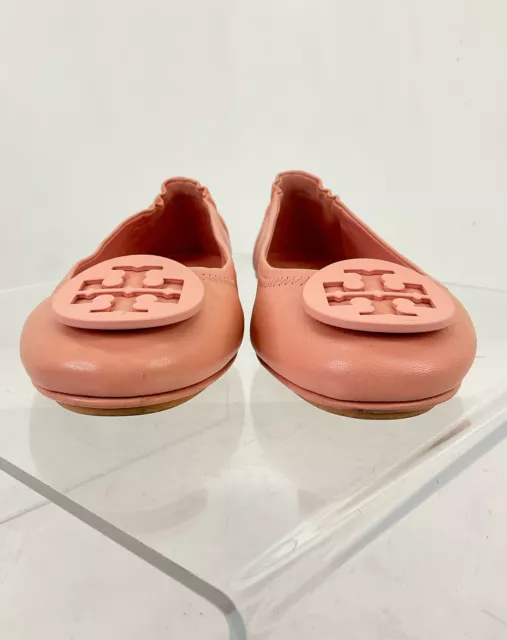 Tory Burch Bubblegum Pink Leather Logo Accent Slip-On Ballet Flats Size 6