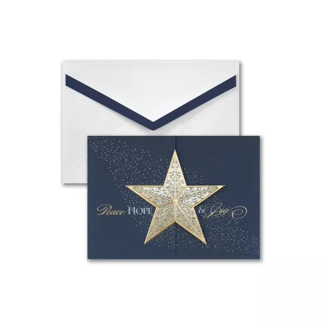 JAM PAPER Blank Christmas Cards & Matching Envelopes Set Star Gatefold 25/Pack