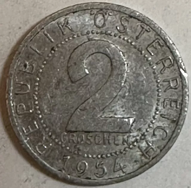 1954 Austria 🇦🇹 2 Groschen Coin
