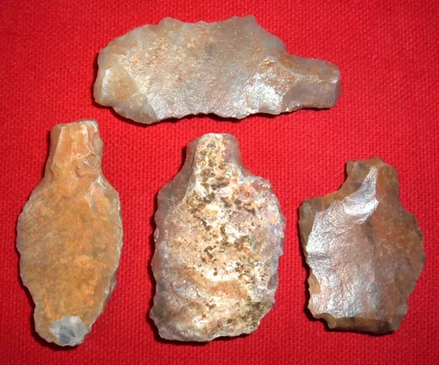 (4) Bonitos Artefactos Africanos Antiguos Puntos de Vástago Aterian Hombre Primitivo (30K-100K Años) 2