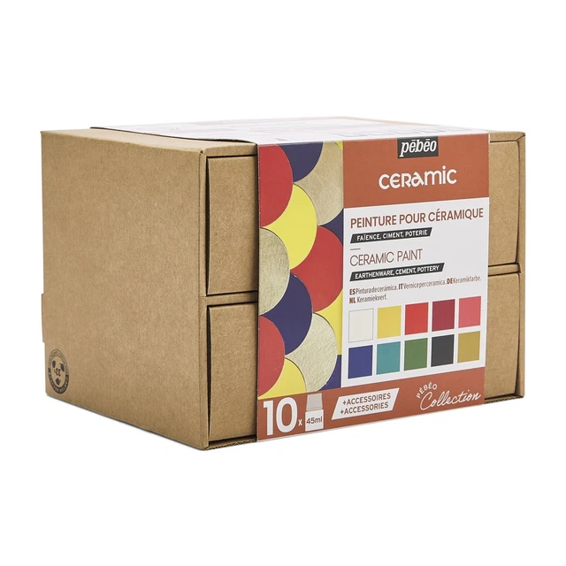 Pebeo Ceramic Farbe Sammlung Box Set 10 X 45ml Farben & Zubehör