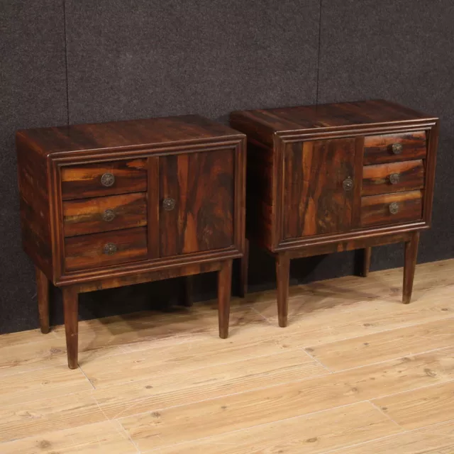 Pair of Italian Bedside Tables Two Furniture Vintage Modern Design 50''