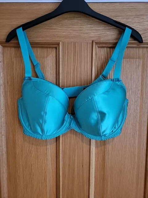 LADIES SATIN BRA, Bravissimo, plunge bra,underwired, jade, 36FF. £10.99 -  PicClick UK