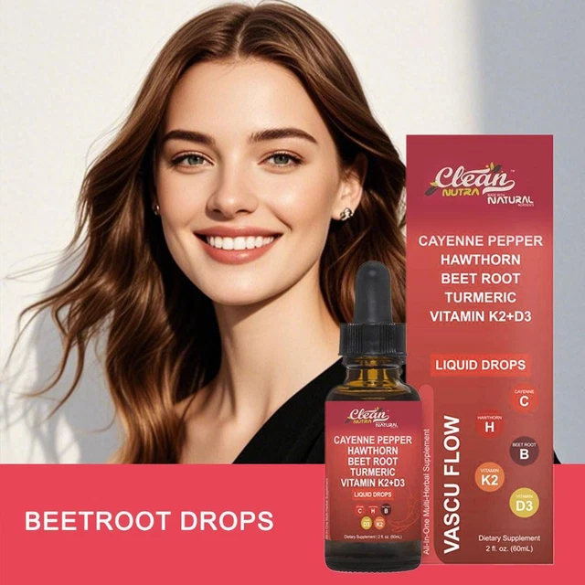 CAYENNE PEPPER HAWTHORN Beet Root Turmeric Vitamin K2+D3 Liquid Drops ...