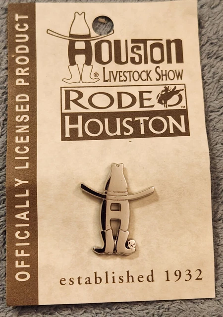 Houston Livestock Show & Rodeo Texas Silver Tone Bow Legged H Lapel Hat Pin NOS