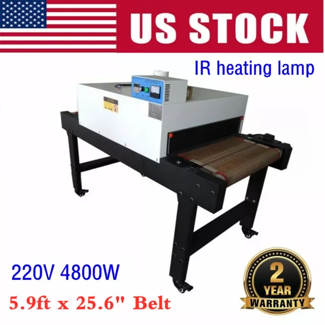 220V Small T-shirt Conveyor Tunnel Dryer 5.9ft x 25.6" Belt for Screen Printing